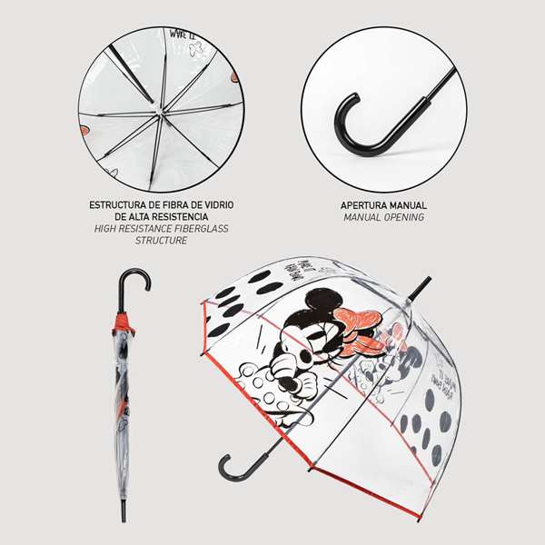 Cerdá Poe Parasol Manual Adulte Minnie 60 cm - Modèle Black - Pour Âge 3 Ans et Plus