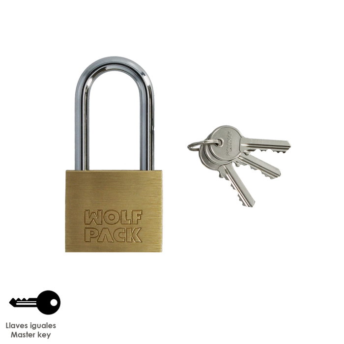 WOLFPACK LINEA PROFESIONAL Cadenas en laiton anse longue clés identiques 50 mm nº1 WOLFPACK LINEA PROFESIONAL Cadenas en laiton anse longue clés identiques 50 mm nº1
