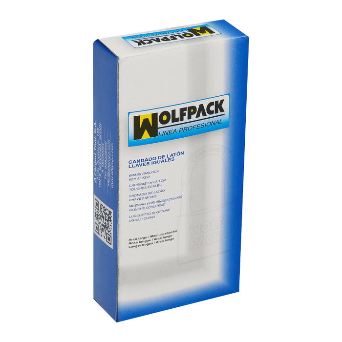 WOLFPACK LINEA PROFESIONAL Cadenas en laiton anse longue clés identiques 50 mm nº1 WOLFPACK LINEA PROFESIONAL Cadenas en laiton anse longue clés identiques 50 mm nº1