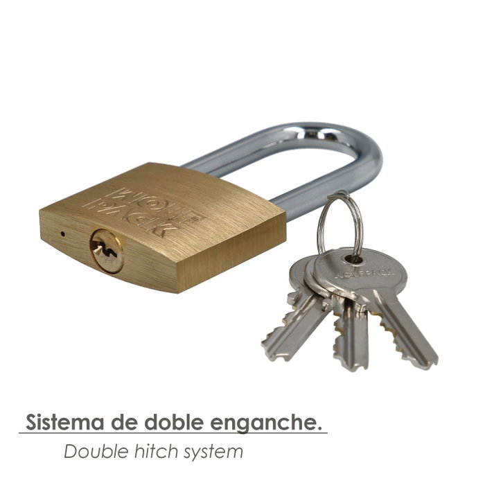 WOLFPACK LINEA PROFESIONAL Cadenas en laiton anse longue clés identiques 50 mm nº1 WOLFPACK LINEA PROFESIONAL Cadenas en laiton anse longue clés identiques 50 mm nº1
