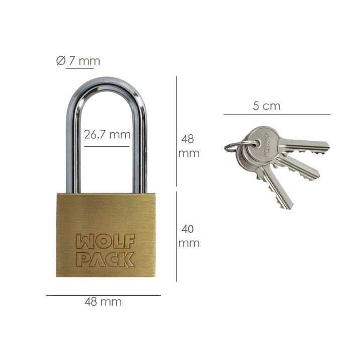 WOLFPACK LINEA PROFESIONAL Cadenas en laiton anse longue clés identiques 50 mm nº1 WOLFPACK LINEA PROFESIONAL Cadenas en laiton anse longue clés identiques 50 mm nº1