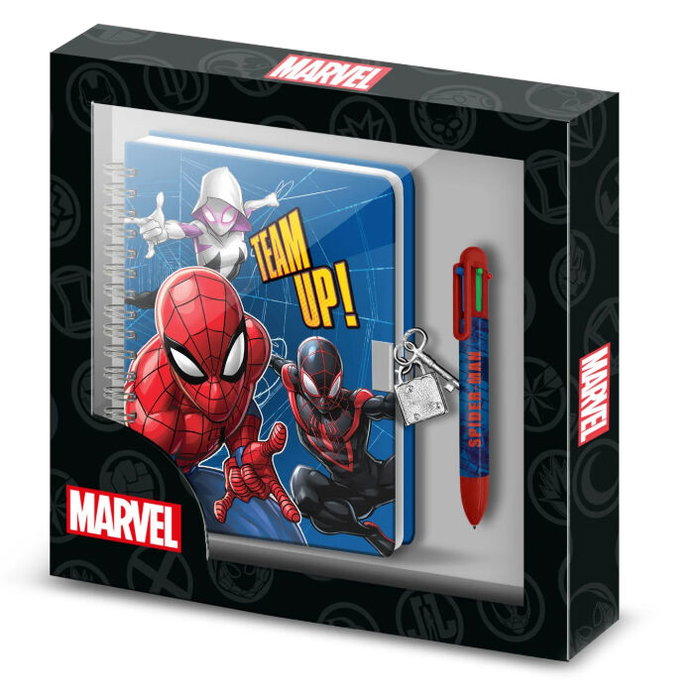 Karactermania Pack Spiderman avec Journal A5 et Stylo 6 Couleurs Bleu