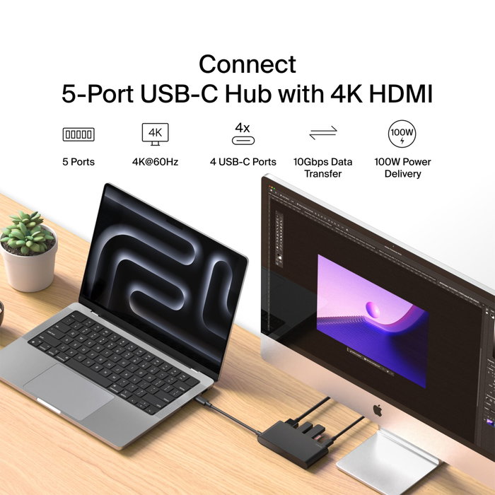 Belkin CONNECT Hub USB-C 5 ports avec HDMI 4K AVC021hqBK