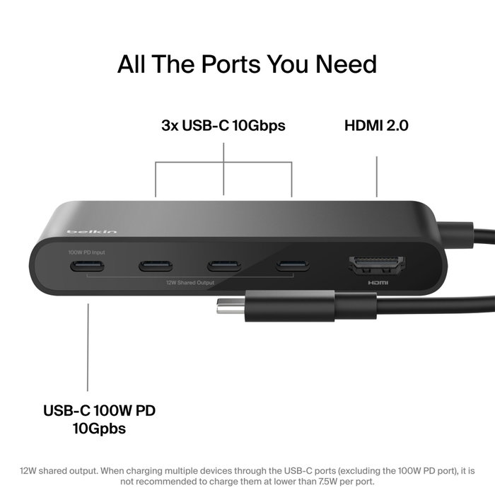 Belkin CONNECT Hub USB-C 5 ports avec HDMI 4K AVC021hqBK