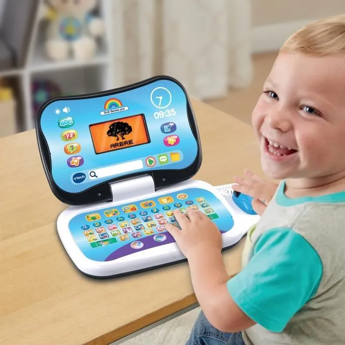 VTech Ordinateur éducatif ORDI GENIUS PRO Noir - Pour enfants 3-7 ans, avec écran LCD, souris, clavier abécédaire et 20 activités - Version française