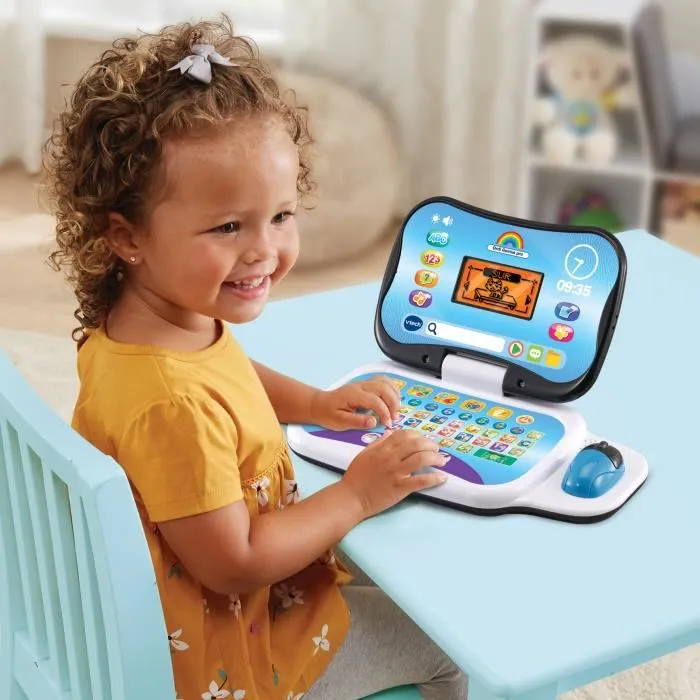 VTech Ordinateur éducatif ORDI GENIUS PRO Noir - Pour enfants 3-7 ans, avec écran LCD, souris, clavier abécédaire et 20 activités - Version française