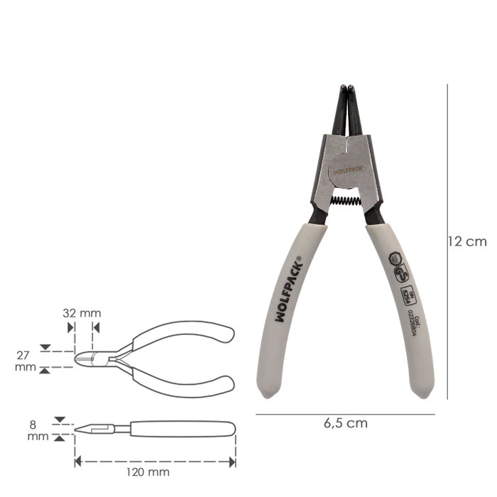 Wolfpack Linea Profesional Pince à anneaux extérieurs courbe 125 DIN5254