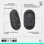 Logitech - Pop Mouse - Souris sans fil graphite - Connexion Bluetooth, jusqu'à 3 appareils, technologie FLOW, 1200 dpi