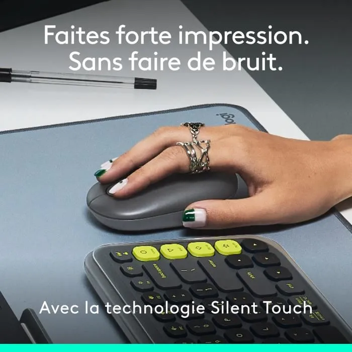 Logitech - Pop Mouse - Souris sans fil graphite - Connexion Bluetooth, jusqu'à 3 appareils, technologie FLOW, 1200 dpi