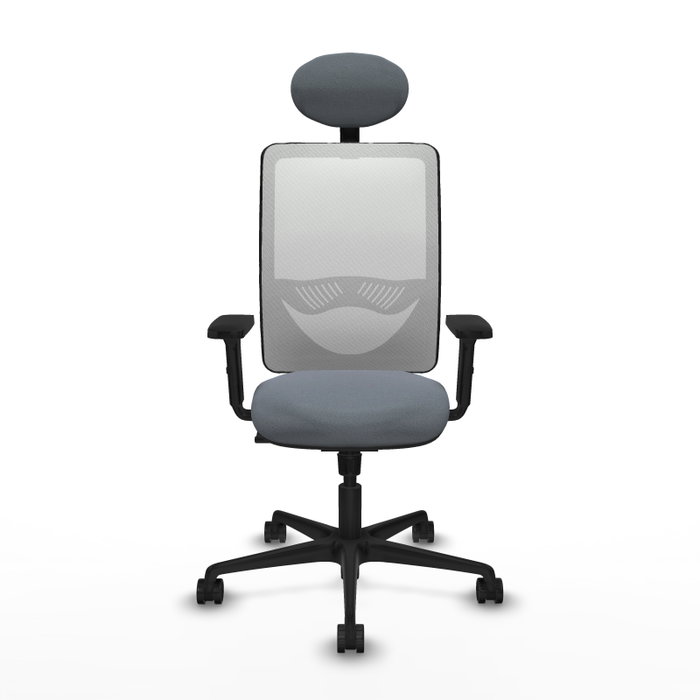 PIQUERAS Y CRESPO Chaise Zulema Synchro Gris et Blanc avec Accoudoirs 2D et Appui-tête