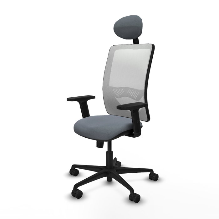 PIQUERAS Y CRESPO Chaise Zulema Synchro Gris et Blanc avec Accoudoirs 2D et Appui-tête