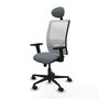PIQUERAS Y CRESPO Chaise Zulema Synchro Gris et Blanc avec Accoudoirs 2D et Appui-tête