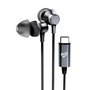 Energy Sistem Metallized Type C - Écouteurs Intra-auriculaires Filaire USB-C avec Microphone et Contrôle, Aluminium et Plastique Recyclé, Noir/Gris