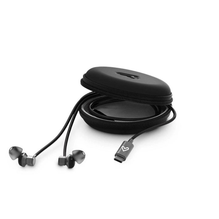 Energy Sistem Metallized Type C - Écouteurs Intra-auriculaires Filaire USB-C avec Microphone et Contrôle, Aluminium et Plastique Recyclé, Noir/Gris