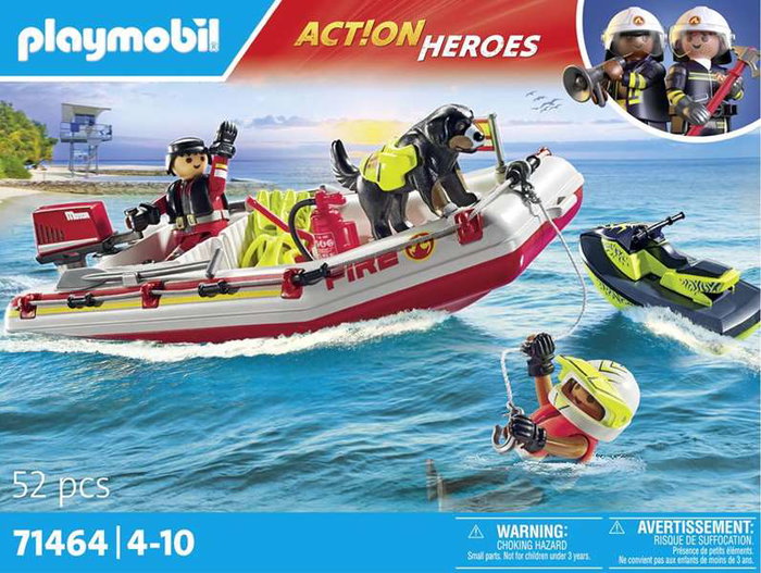 Playmobil Bateau de pompier et scooter des mers 71464 Action Heroes