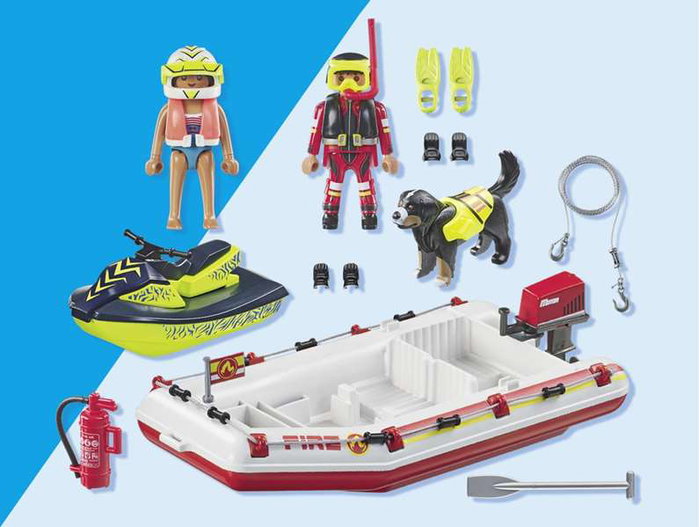 Playmobil Bateau de pompier et scooter des mers 71464 Action Heroes