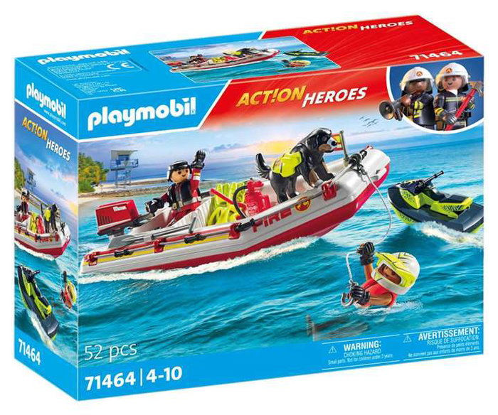 Playmobil Bateau de pompier et scooter des mers 71464 Action Heroes