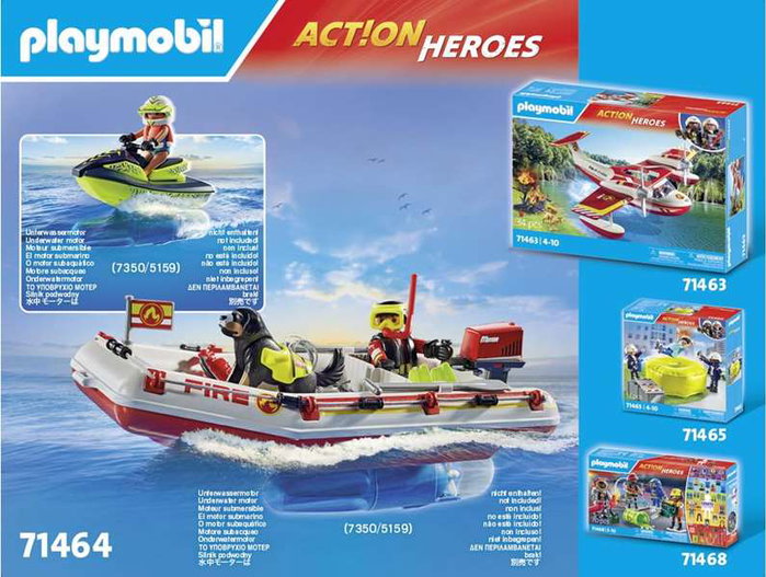 Playmobil Bateau de pompier et scooter des mers 71464 Action Heroes