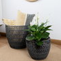 Vinthera Panier Moa en Coton et Acier Gris 38x38x35 cm, 29x29x24 cm