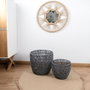 Vinthera Panier Moa en Coton et Acier Gris 38x38x35 cm, 29x29x24 cm