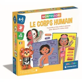 Clementoni Jeu éducatif Montessori Le Corps Humain - Planche avec éléments en carton pour apprendre l'anatomie extérieure et intérieure