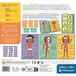 Clementoni Jeu éducatif Montessori Le Corps Humain - Planche avec éléments en carton pour apprendre l'anatomie extérieure et intérieure