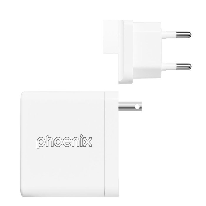 Phoenix technologies Chargeur USB-C GaN 100W avec 2x USB-C et 2x USB-A, Charge rapide 5A, Compatible ordinateurs portables, tablettes et smartphones
