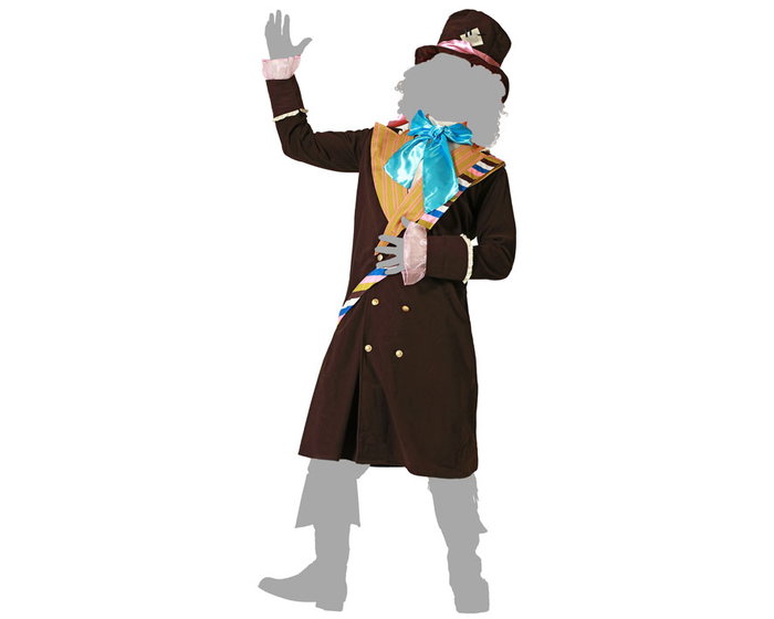 Disfraz - Déguisement Homme Adulte Sombrerero Loco (Chapeau Fou) - Marron - Taille M-L - Comprend Veste, Chapeau et Accessoire de Cou