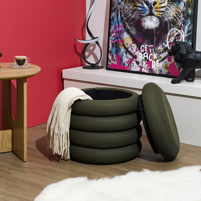 Home Deco Factory Pouf de rangement Atom caqui Home Deco Factory Pouf de rangement Atom caqui