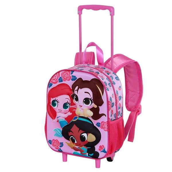Karactermania Sac à dos trolley 3D petites princesses Disney flowers 26 x 13 x 34 cm, sac enfant à roues, rose Karactermania Sac à dos trolley 3D petites princesses Disney flowers 26 x 13 x 34 cm, sac enfant à roues, rose