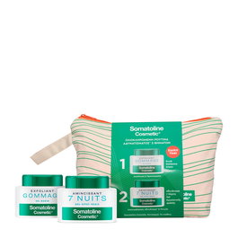 Somatoline Cosmetic - Set Soins Corps 7 Nuits : Gel Amincissant 250 ml + Gommage Exfoliant au Sel Marin 350 g + Poche Textile Offerte