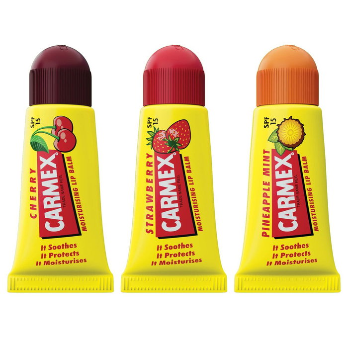 Carmex Triplo Baume à lèvres hydratant SPF 15 - Lot de 3 (Fraise, Ananas, Cerise)