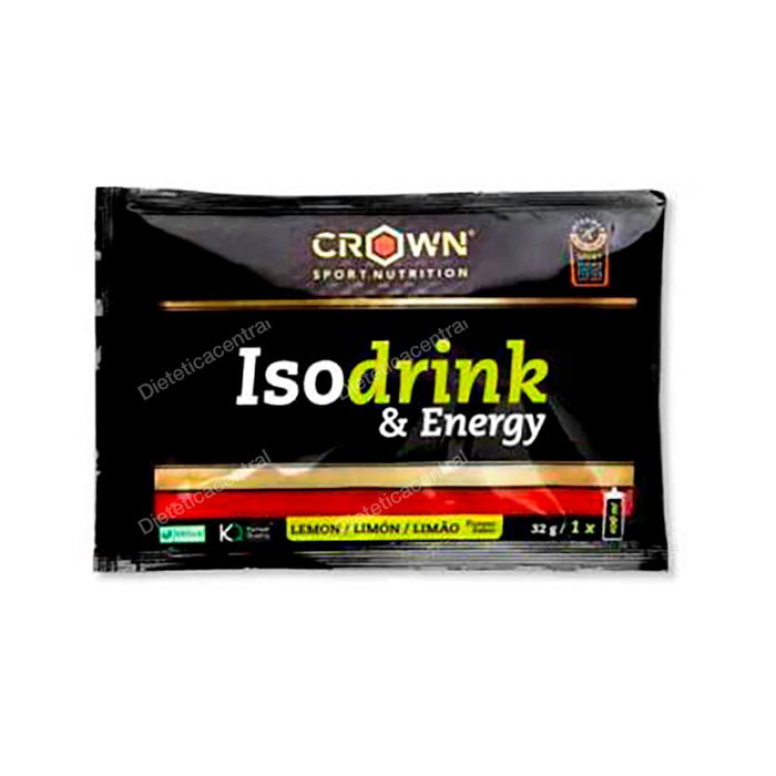 CROWN SPORT NUTRITION Isodrink & Energy, Boisson Sportive Isotonique en Poudre, Saveur Citron (Limón), 32 g par Dose, Certifié Informed-Sport, Sans Allergènes, Végétalien CROWN SPORT NUTRITION Isodrink & Energy, Boisson Sportive Isotonique en Poudre, Saveur Citron (Limón), 32 g par Dose, Certifié Informed-Sport, Sans Allergènes, Végétalien