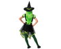 Déguisement Enfant Fille Sorcière avec Robe Courte Verte, Jupe Asymétrique et Chapeau Pointu - Halloween - Taille 3-4 Ans