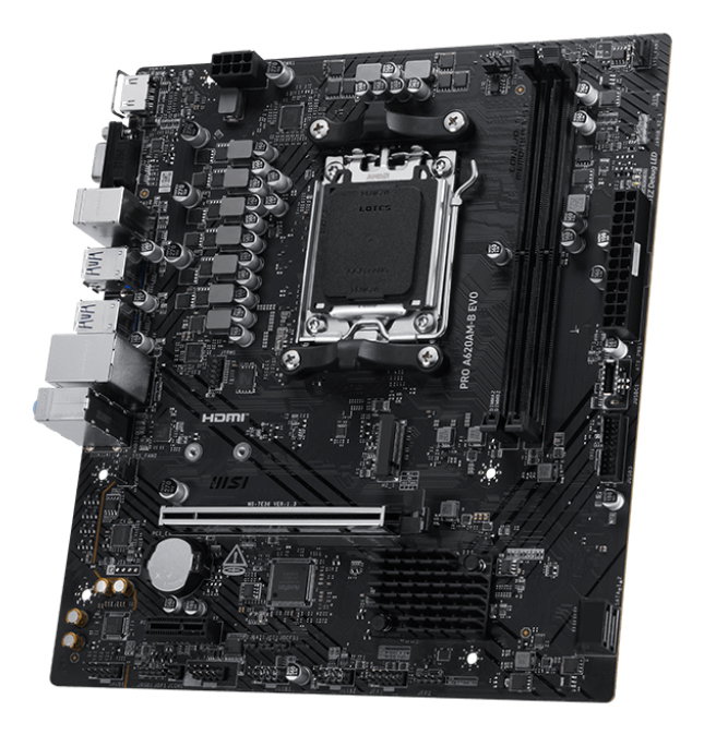 MSI PRO A620AM-B EVO 911-7E36-001 Carte mère Micro-ATX Socket AM5 Chipset AMD A620A DDR5 PCIe 4.0 LAN 2.5G HDMI VGA
