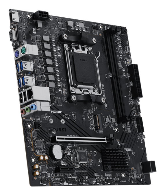 MSI PRO A620AM-B EVO 911-7E36-001 Carte mère Micro-ATX Socket AM5 Chipset AMD A620A DDR5 PCIe 4.0 LAN 2.5G HDMI VGA
