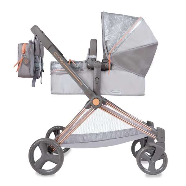 Decuevas Cityx 3-en-1 - Poussette pliante pour poupées jusqu'à 50 cm - Dimensions 38x65x73 cm - Coton, Plastique, Polyester