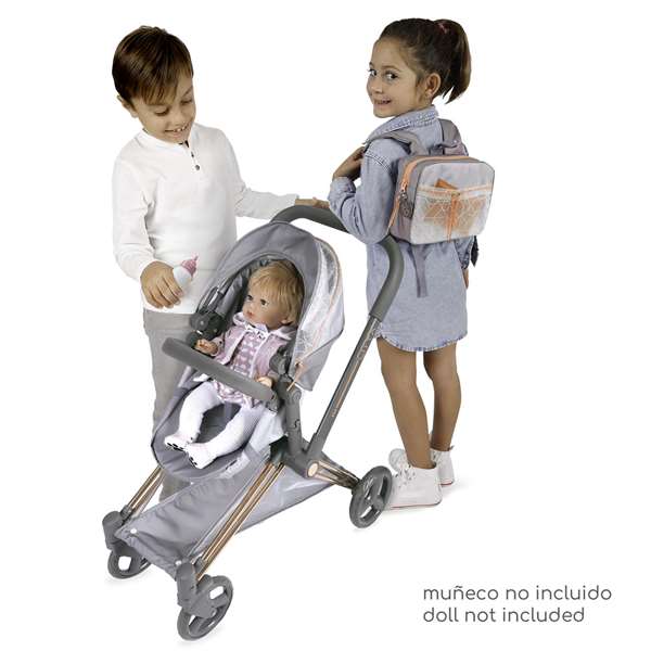 Decuevas Cityx 3-en-1 - Poussette pliante pour poupées jusqu'à 50 cm - Dimensions 38x65x73 cm - Coton, Plastique, Polyester