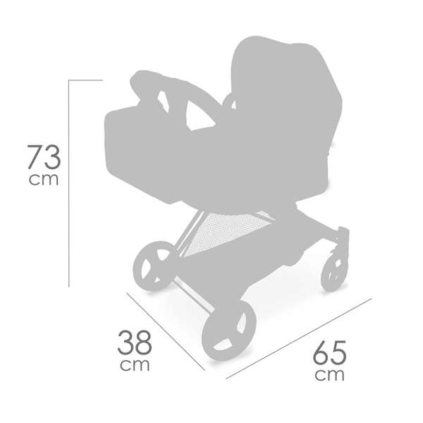 Decuevas Cityx 3-en-1 - Poussette pliante pour poupées jusqu'à 50 cm - Dimensions 38x65x73 cm - Coton, Plastique, Polyester