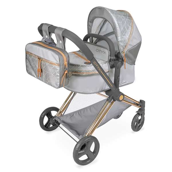 Decuevas Cityx 3-en-1 - Poussette pliante pour poupées jusqu'à 50 cm - Dimensions 38x65x73 cm - Coton, Plastique, Polyester