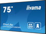 iiyama Écran Signage Professionnel 75" UHD 4K IPS, Panneau Haze 1%, 800 cd/m², Orientation Portrait/Paysage, 24h/24, Entrées HDMI, DisplayPort, USB, Android 11