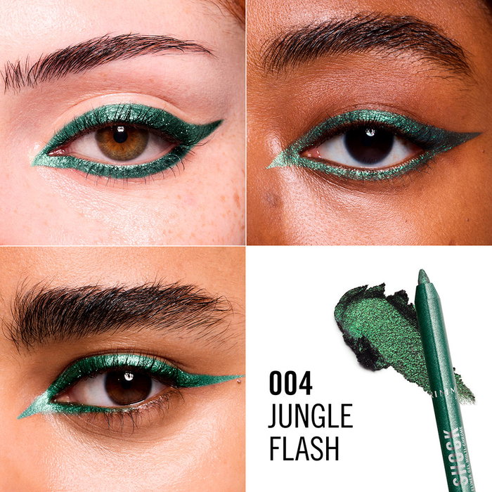 Rimmel London Shimmer Shock Delineador de Ojos #4 Jungle Flash 1,2 g - Eyeliner Gel Multichrome Waterproof 24h