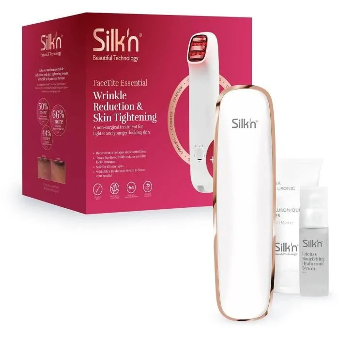 Silk'N Facetite Essentials - Appareil de raffermissement cutané sans fil pour le visage, Réduction des rides et des taches, Régénération du collagène, Autonomie 120 min