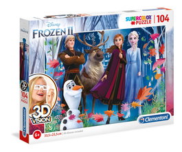Clementoni Puzzle SuperColor La Reine des Neiges 2 Vision 3D, 104 pièces, pour filles à partir de 6 ans