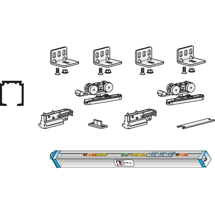 TERNO Kit Quincaillerie Porte Coulissante Bois 1058.88, Rail 3m, Charge 120kg, Amorti TERNO Kit Quincaillerie Porte Coulissante Bois 1058.88, Rail 3m, Charge 120kg, Amorti