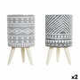 Cache-pot DKD Home Decor Gris Ciment Blanc Pin Boho (14,3 x 14,3 x 26,2 cm) (2 Unités)