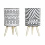 Cache-pot DKD Home Decor Gris Ciment Blanc Pin Boho (14,3 x 14,3 x 26,2 cm) (2 Unités)