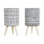Cache-pot DKD Home Decor Gris Ciment Blanc Pin Boho (14,3 x 14,3 x 26,2 cm) (2 Unités)
