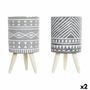Cache-pot DKD Home Decor Gris Ciment Blanc Pin Boho (14,3 x 14,3 x 26,2 cm) (2 Unités)