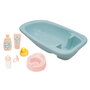 Tachan - Baignoire Bleue pour Poupées avec 7 Accessoires : Biberon, Gel, Canard, Tétine, Pot - Jeu d'Imitation - Référence T00989
